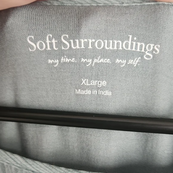 Soft Surroundings Sage Green Embroidered Bell-Sleeve Tunic - Picture 3 of 7